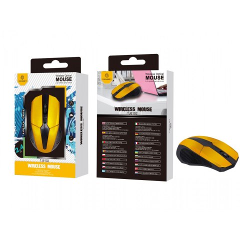 Mysz bezprzewodowa Ergonomiczna Zółto-Czarna TECHANCY TJ6102 TF37021 Mysz bezprzewodowa Ergonomiczna Zółto-Czarna TECHANCY TJ6102 TF37021